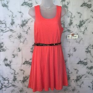 XL Bow Back Coral Eyelet Lace A Line Dress